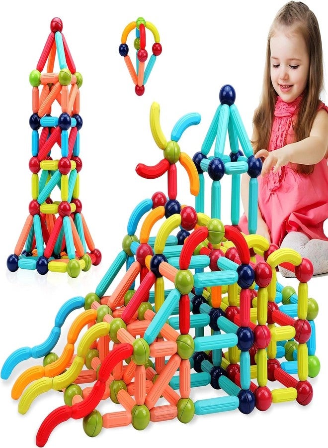 VELOCIOUS® 100 Pcs Magnetic Building Blocks STEM Educational Toy for Kids Montessori Learning Sticks and Balls, Sensory Activities Toys for Toddlers, Gift for Boys and Girls Preschool (100 Pcs) - Image 1